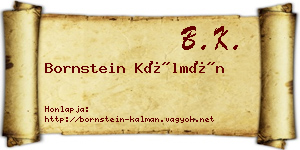 Bornstein Kálmán névjegykártya